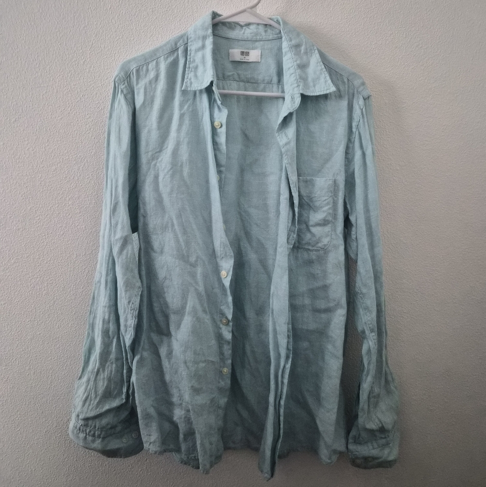 Uniqlo Mint Green Linen Shirt